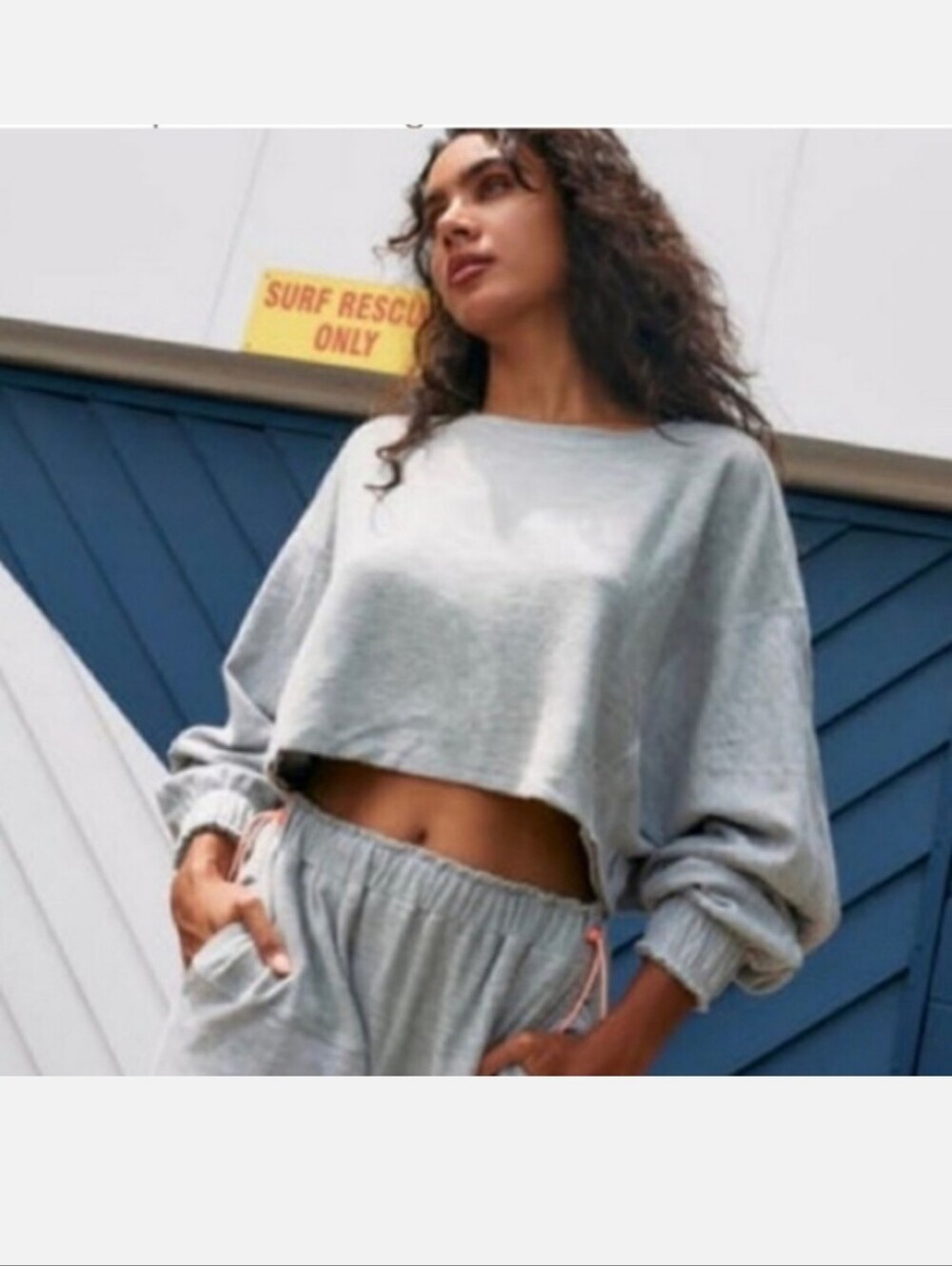 Free People Movement Surfside Crop Dolman Sweatshirt in Heather Grey
